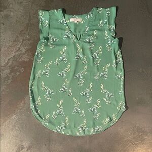 LOFT Green Floral Blouse